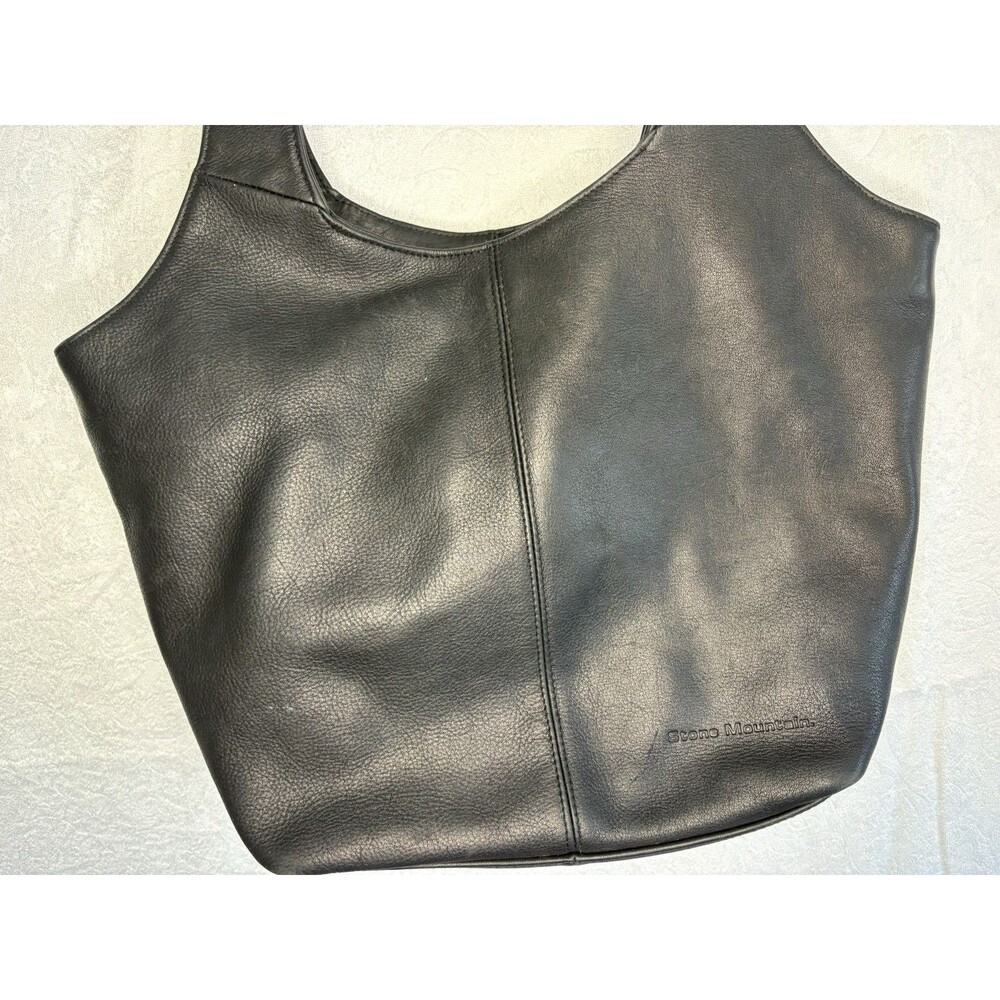 Purse Shoulder Bag Leather by Stone Mountain Black Smart Casual Stylish